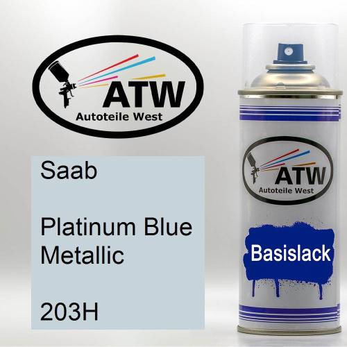 Saab, Platinum Blue Metallic, 203H: 400ml Sprühdose, von ATW Autoteile West.